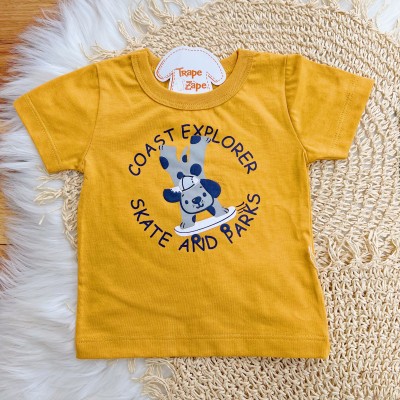 Conj. Camiseta Coast Explorer e Bermuda Doguinhos - Mostarda e Marinho